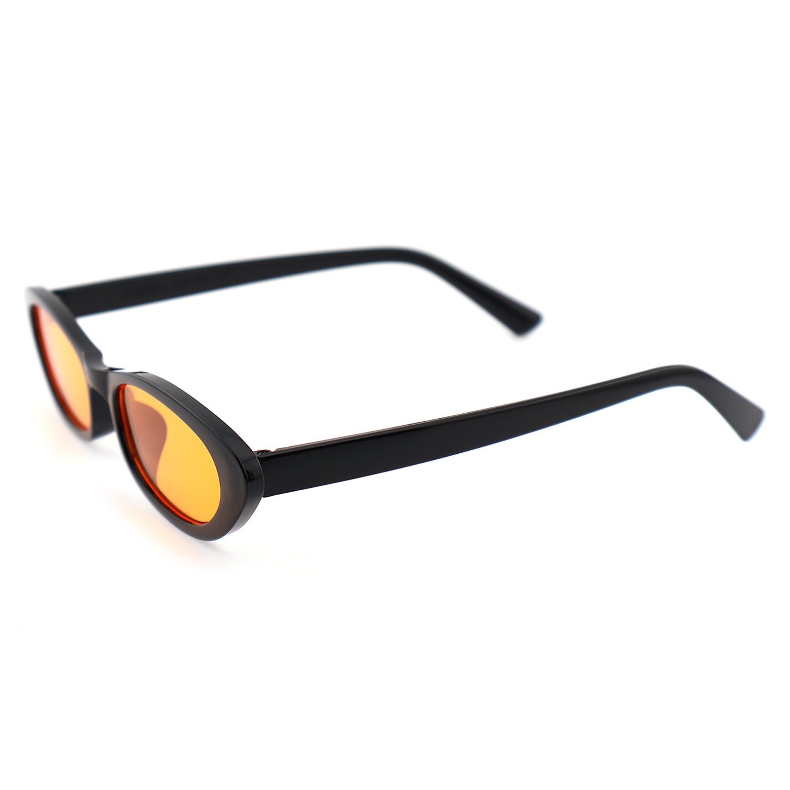 Retro Black Narrow Cat-Eye Sunglasses for Women