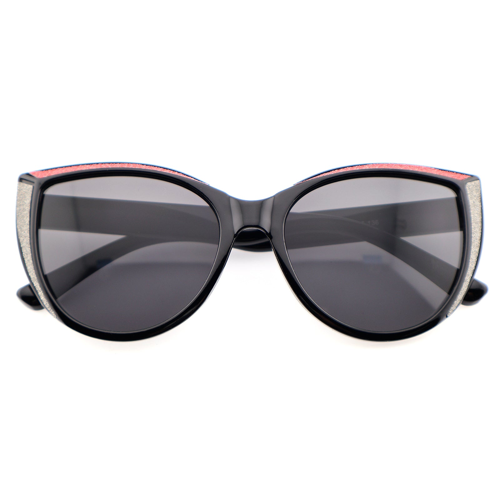 Glitter Accent Cat-Eye Sunglasses with Black Frame