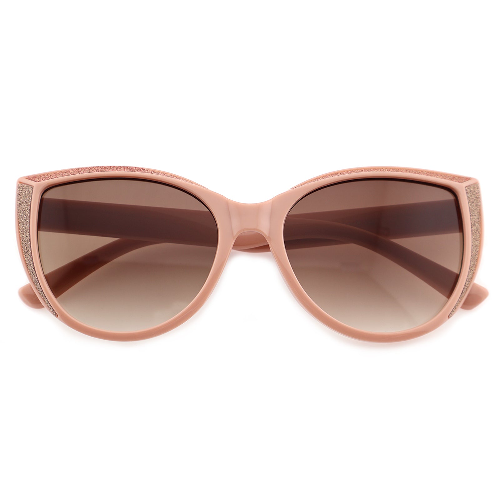 Glitter Accent Cat-Eye Sunglasses with Black Frame