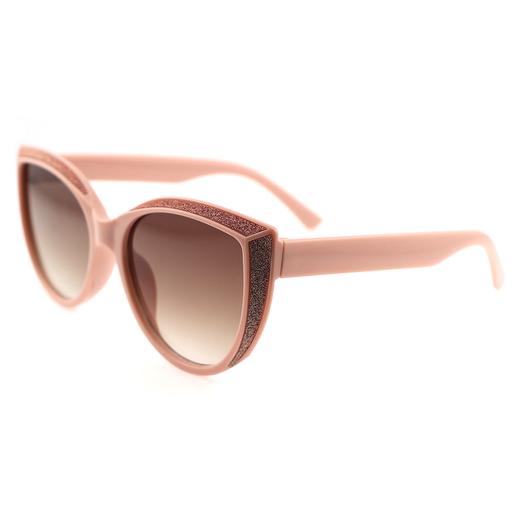 Glitter Accent Cat-Eye Sunglasses with Black Frame