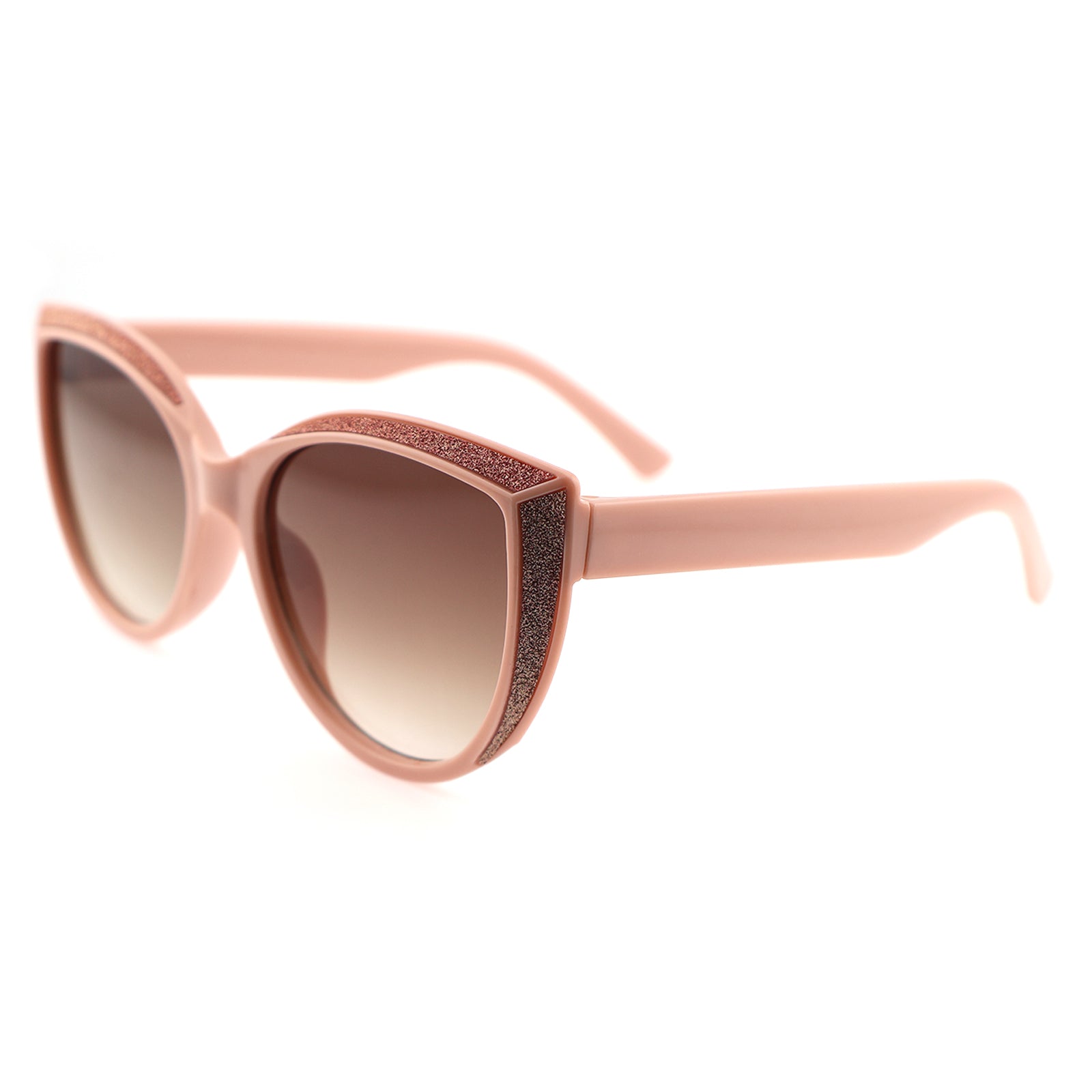 Glitter Accent Cat-Eye Sunglasses with Black Frame