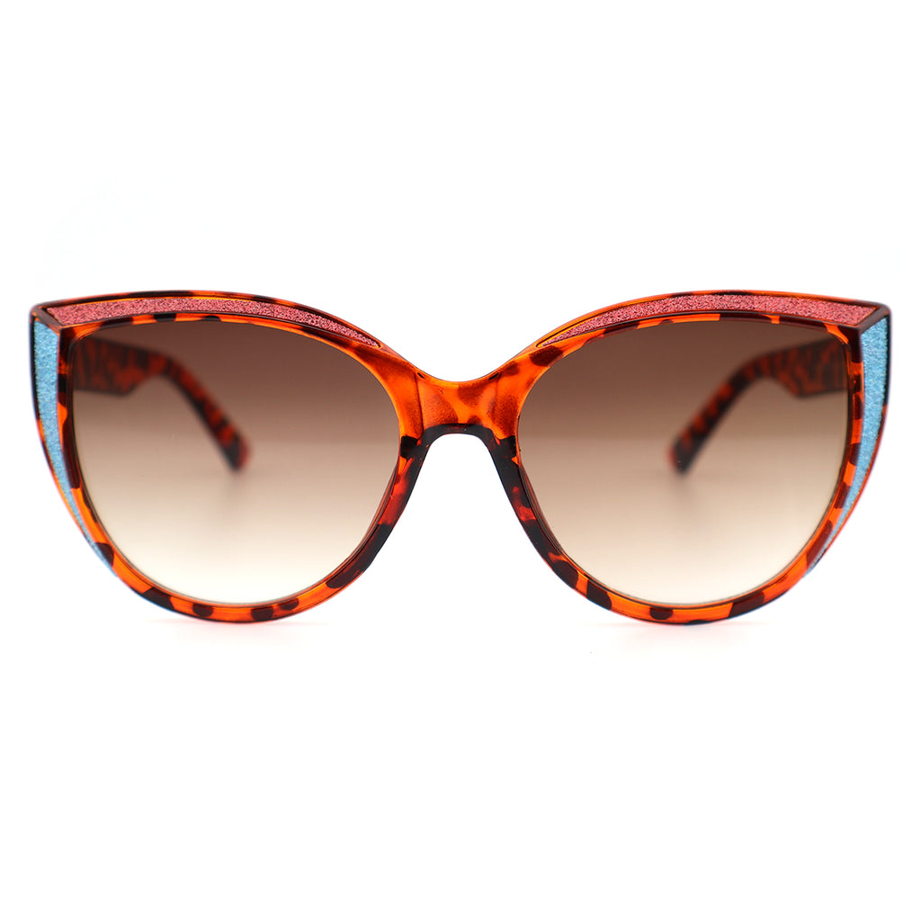 Glitter Accent Cat-Eye Sunglasses with Black Frame