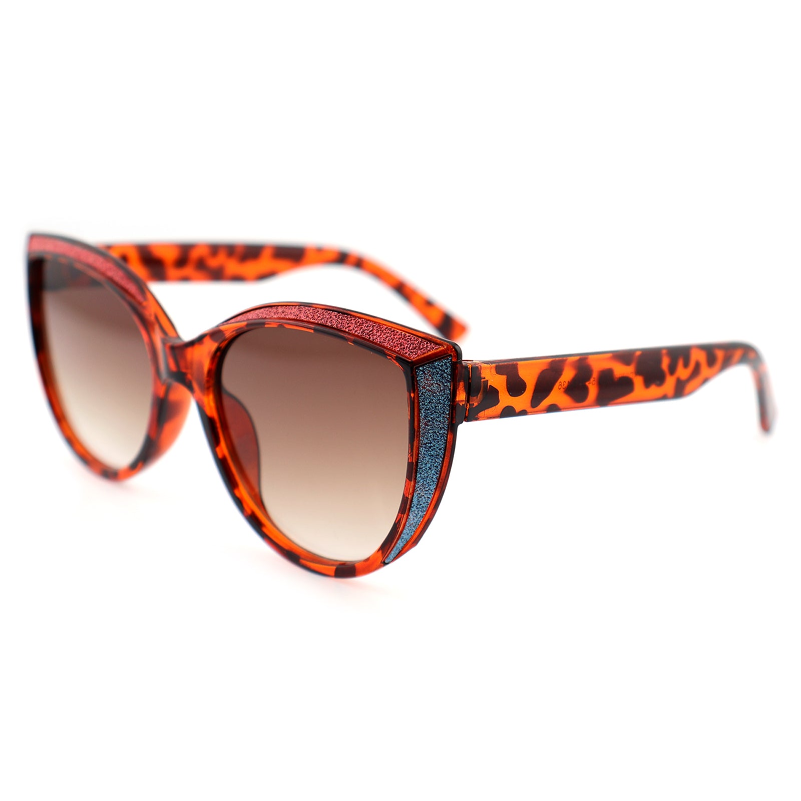 Glitter Accent Cat-Eye Sunglasses with Black Frame
