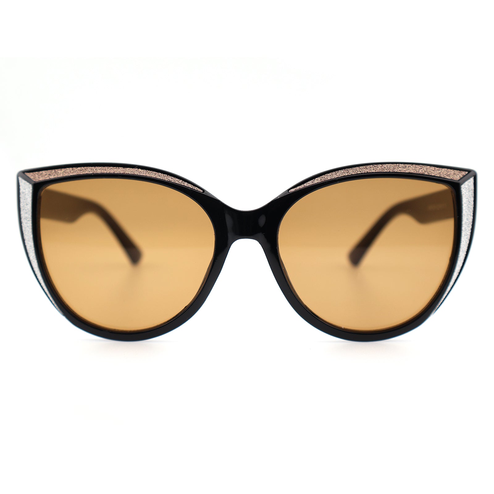 Glitter Accent Cat-Eye Sunglasses with Black Frame