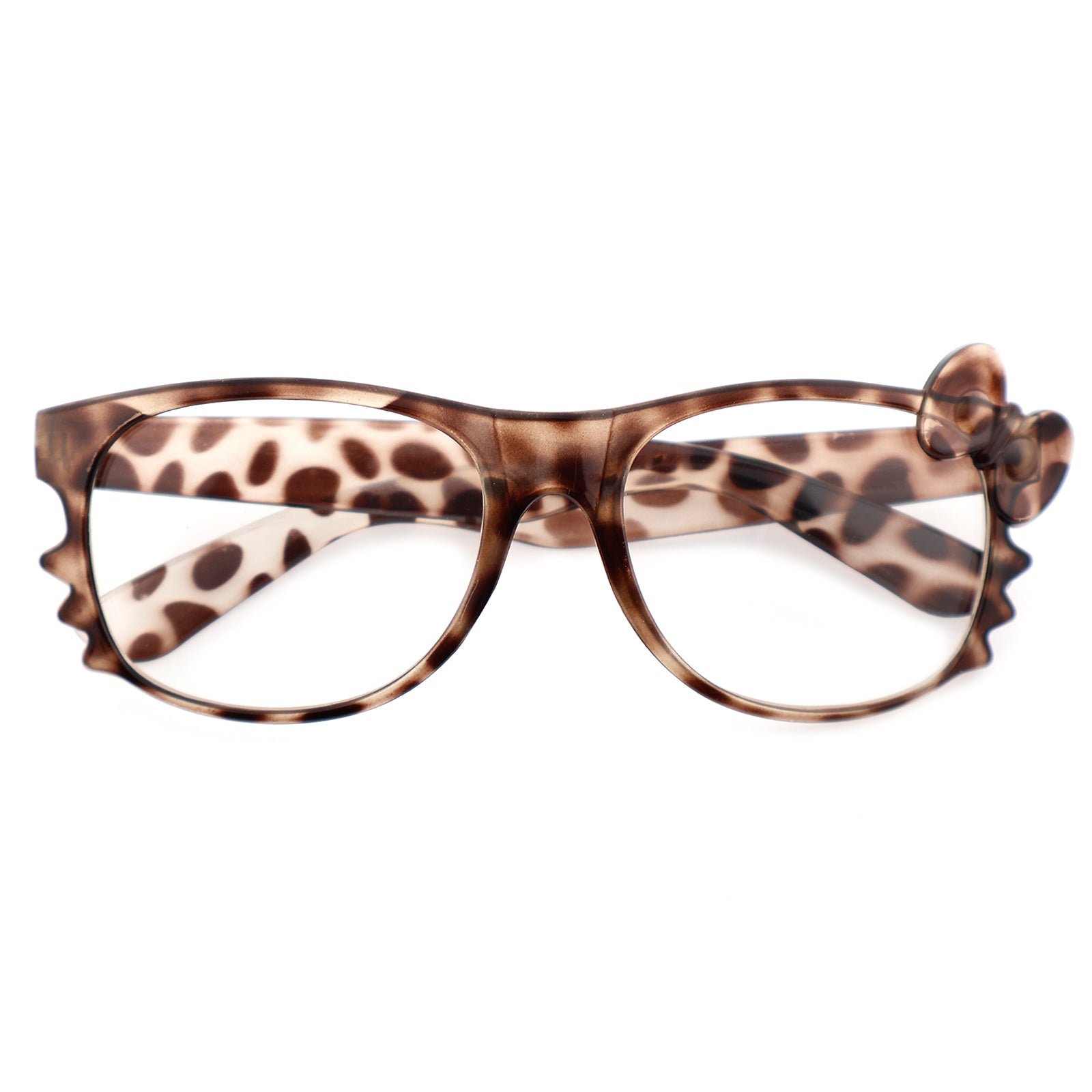 Leopard Print Hello Kitty Style Eyeglasses with Bow Detail