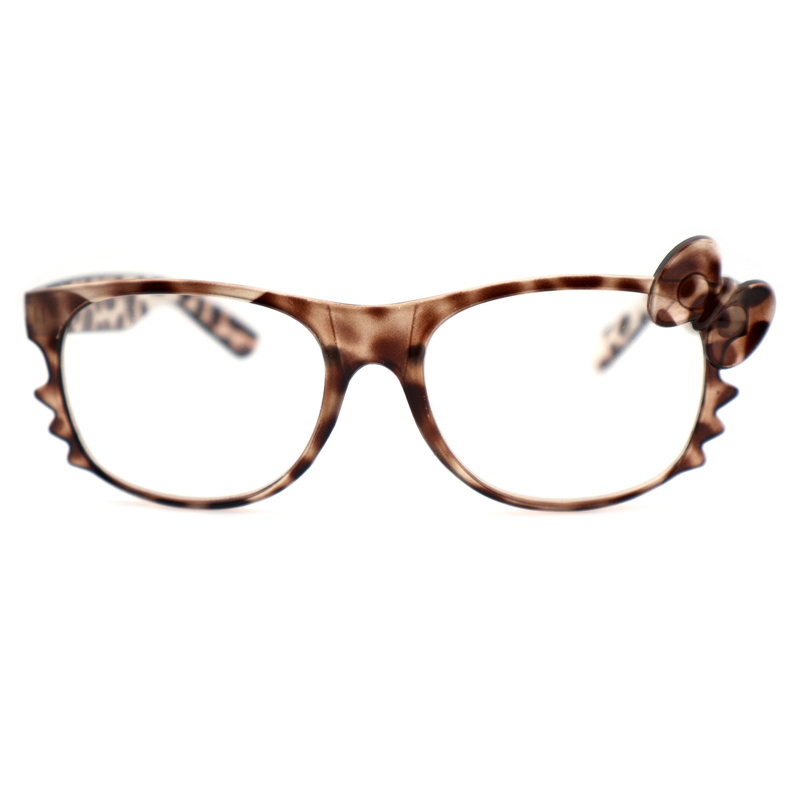 Leopard Print Hello Kitty Style Eyeglasses with Bow Detail