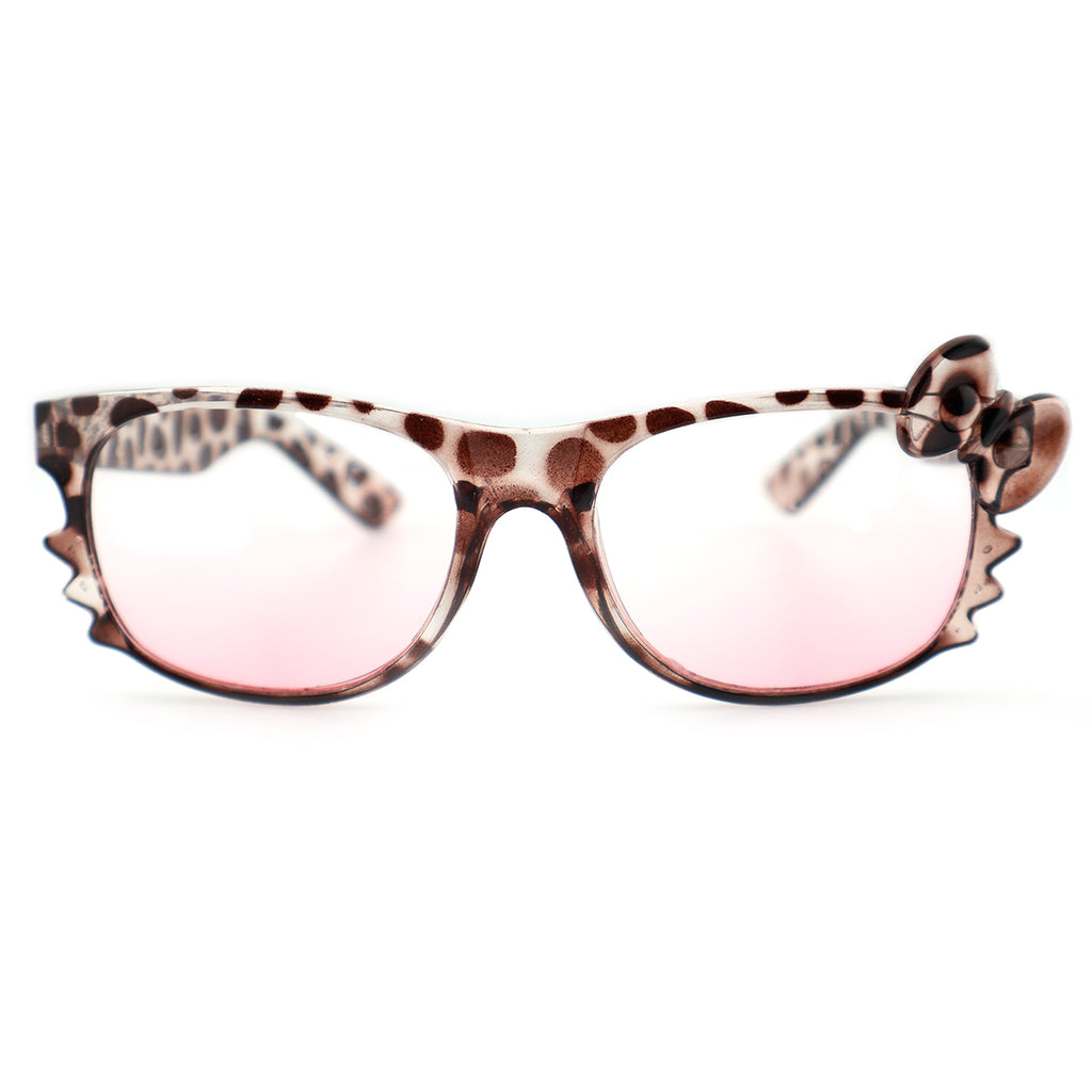 Leopard Print Hello Kitty Style Eyeglasses with Bow Detail