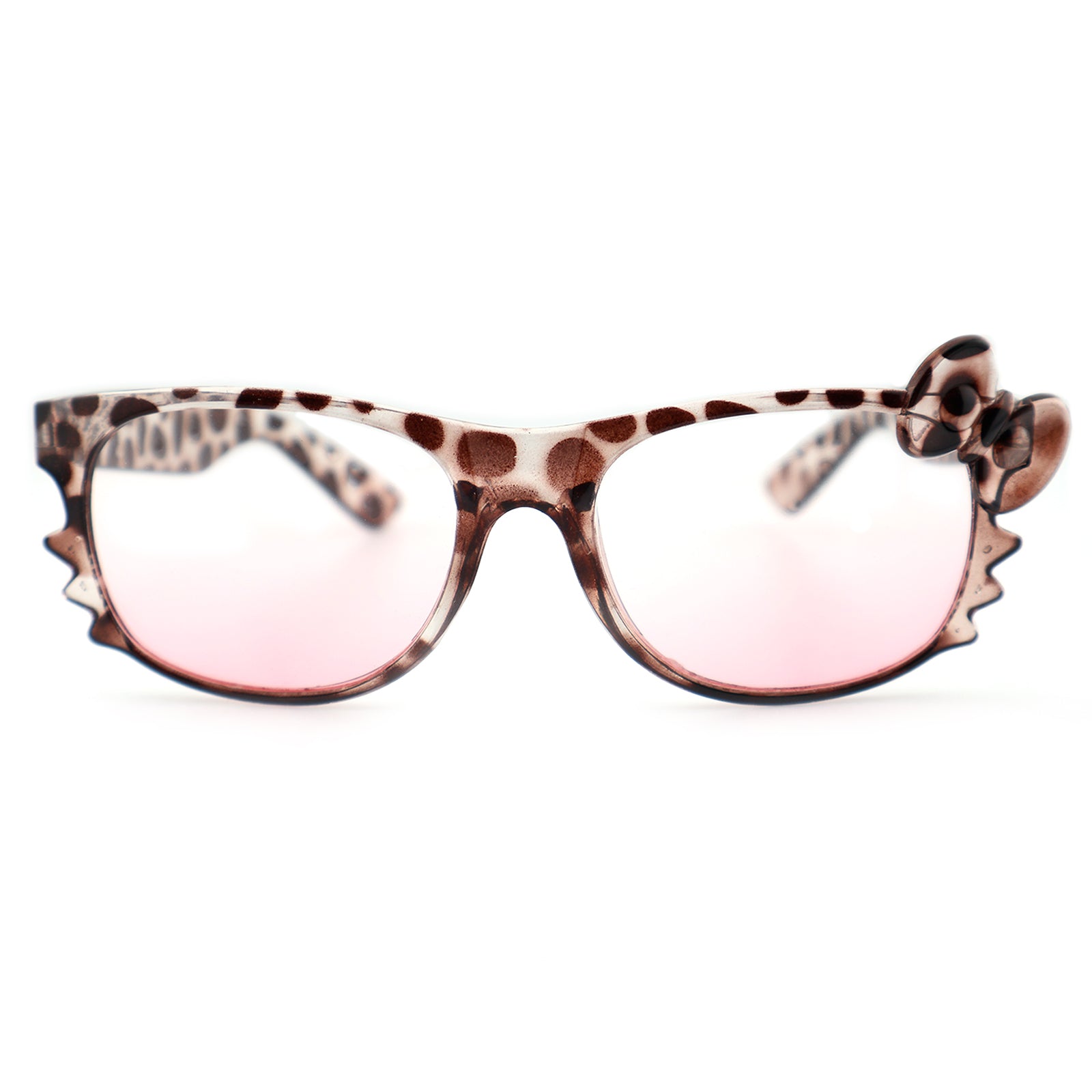 Leopard Print Hello Kitty Style Eyeglasses with Bow Detail