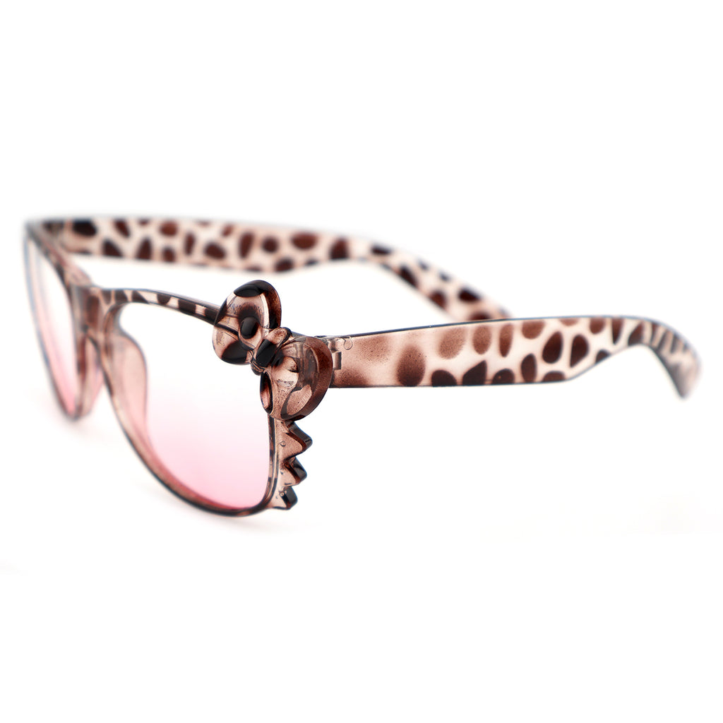 Leopard Print Hello Kitty Style Eyeglasses with Bow Detail