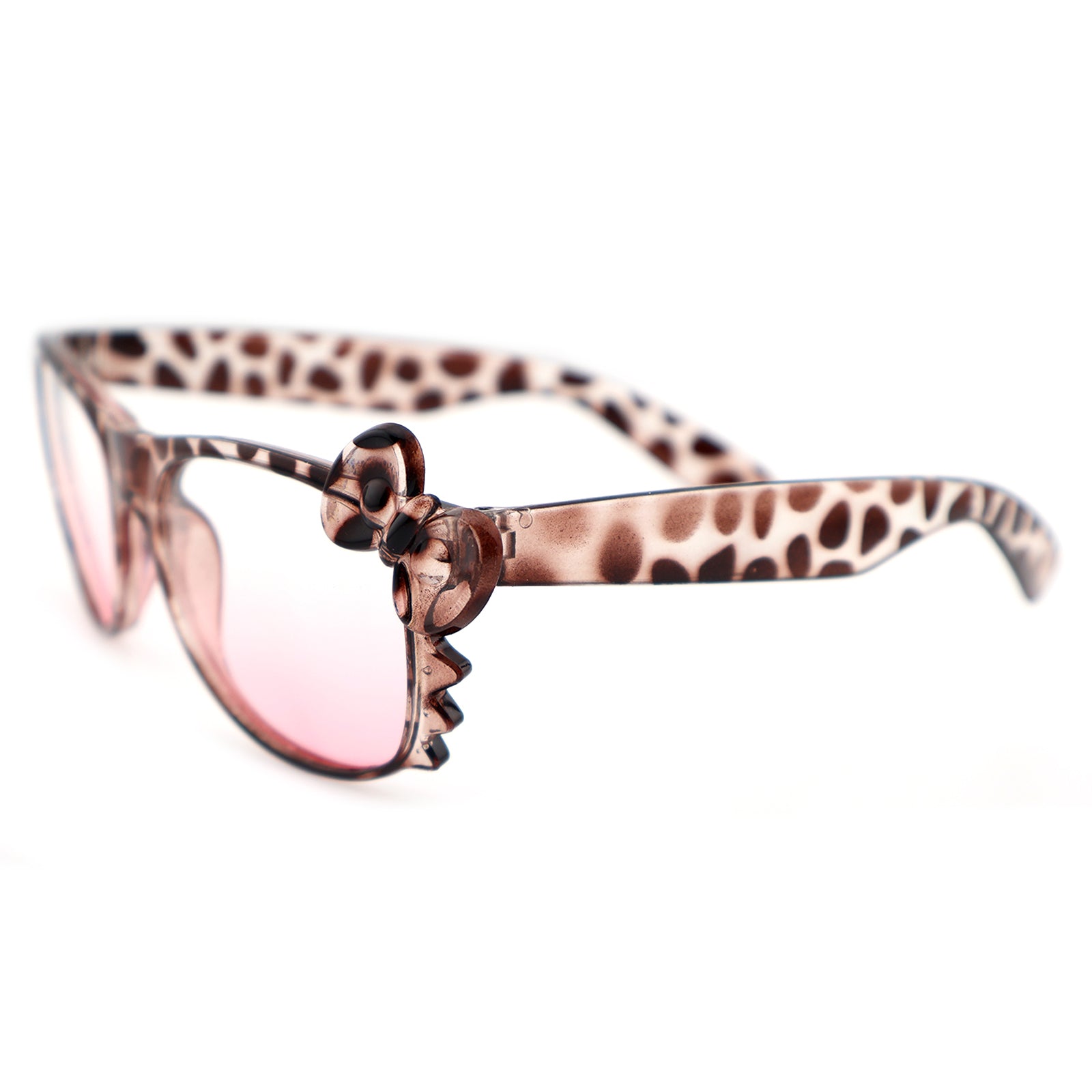 Leopard Print Hello Kitty Style Eyeglasses with Bow Detail