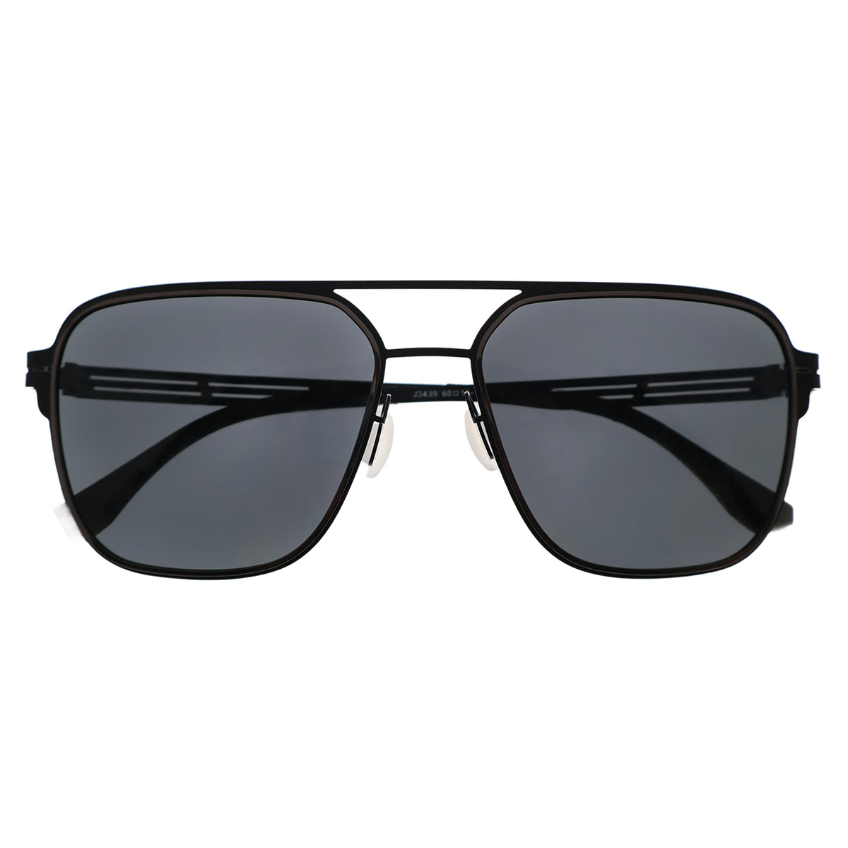 Men Double Bridge Pilot Black Metal Polarized Sunglasses  display picture 2