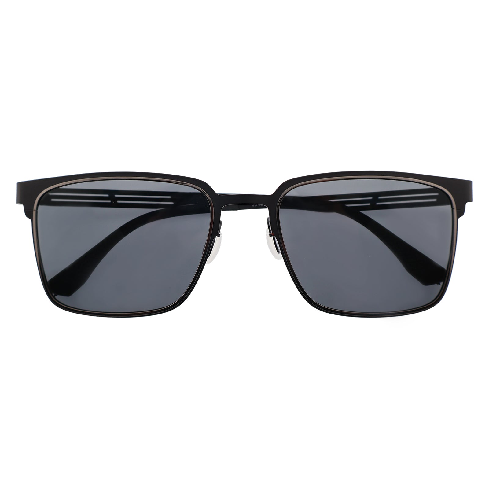Men’s Minimalist Brown Metal Sunglasses, Anti-Glare