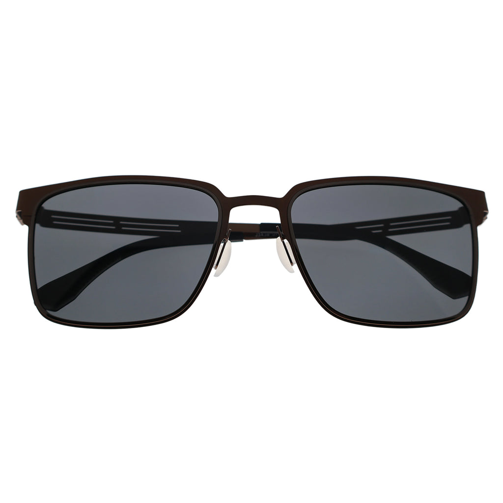 Men’s Minimalist Brown Metal Sunglasses, Anti-Glare