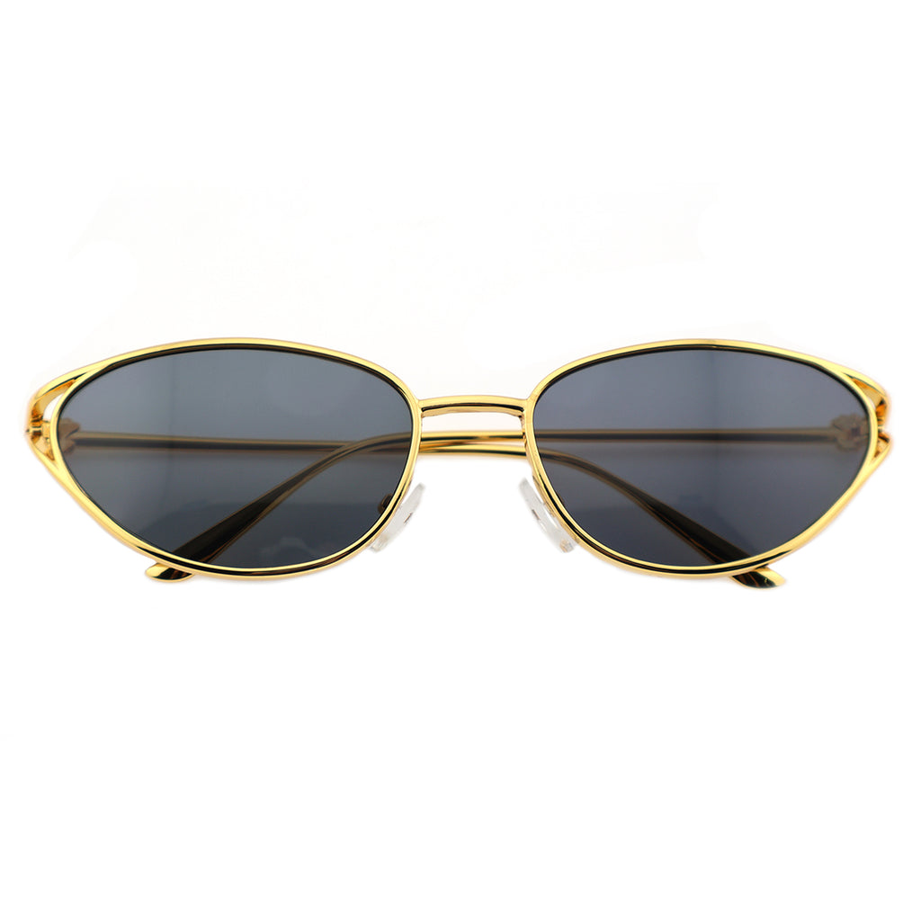 Retro Gold Metal Cat-Eye Sunglasses for Women