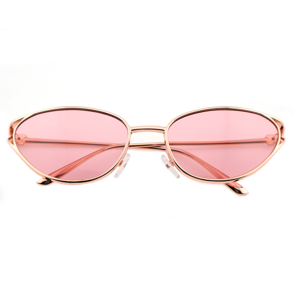 Retro Gold Metal Cat-Eye Sunglasses for Women