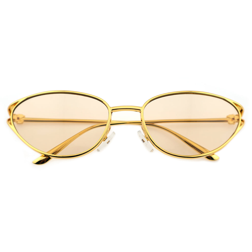 Retro Gold Metal Cat-Eye Sunglasses for Women