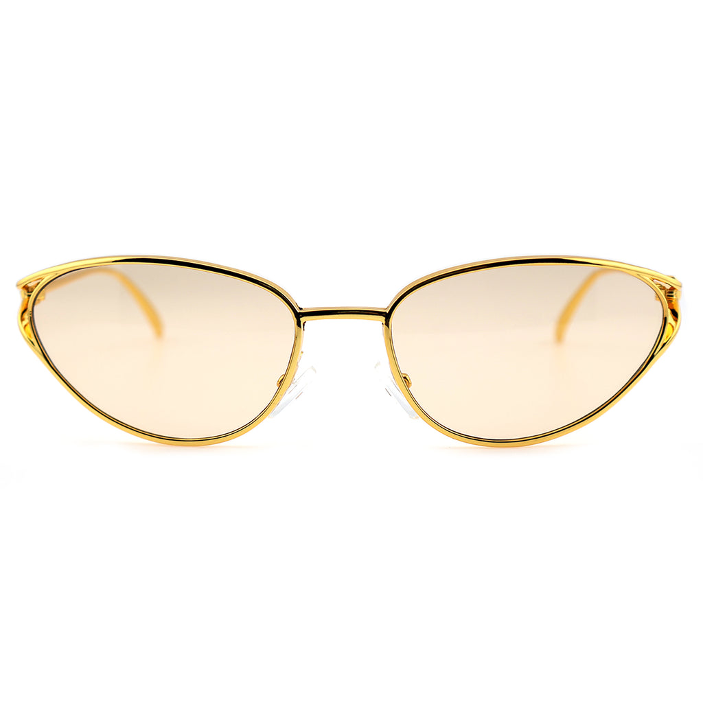 Retro Gold Metal Cat-Eye Sunglasses for Women
