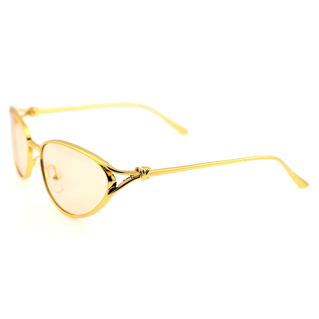 Retro Gold Metal Cat-Eye Sunglasses for Women