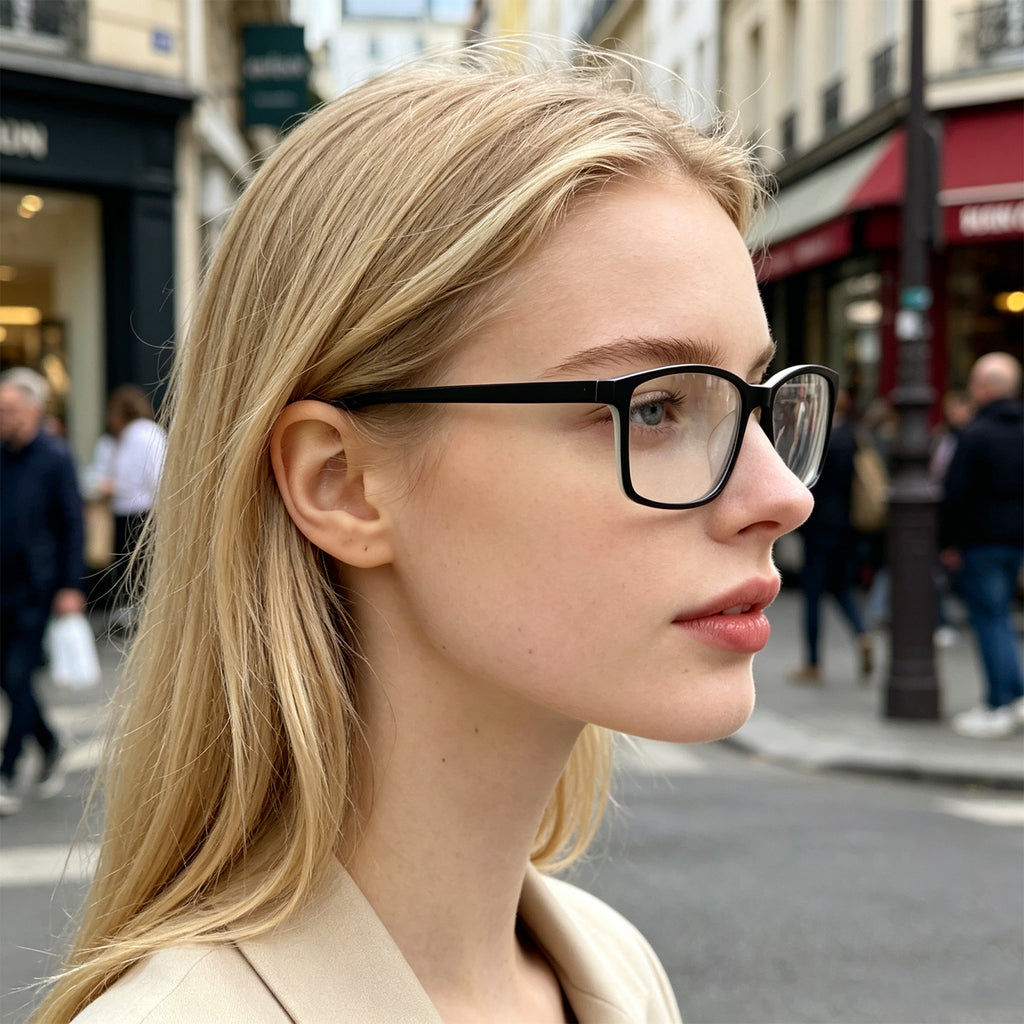 Black & White Two-Tone Memory TR90 Rectangle Eyeglasses