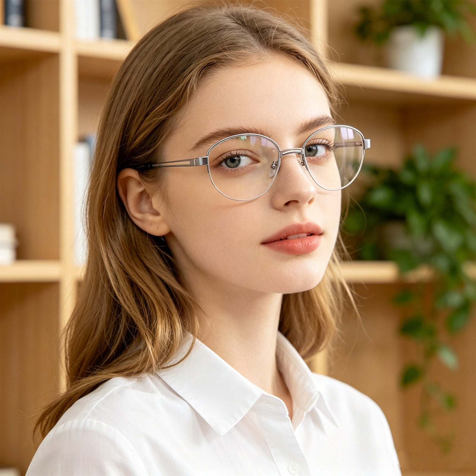 Sleek Black Browline Glasses, Lightweight Half-Rim Design