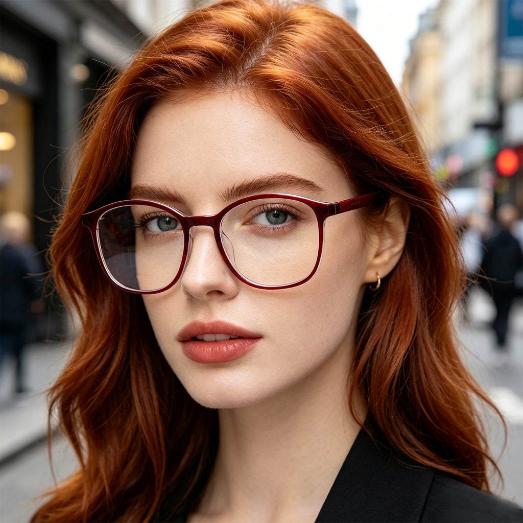 Wine Red Translucent TR90 Casual Daily Optical Glasses