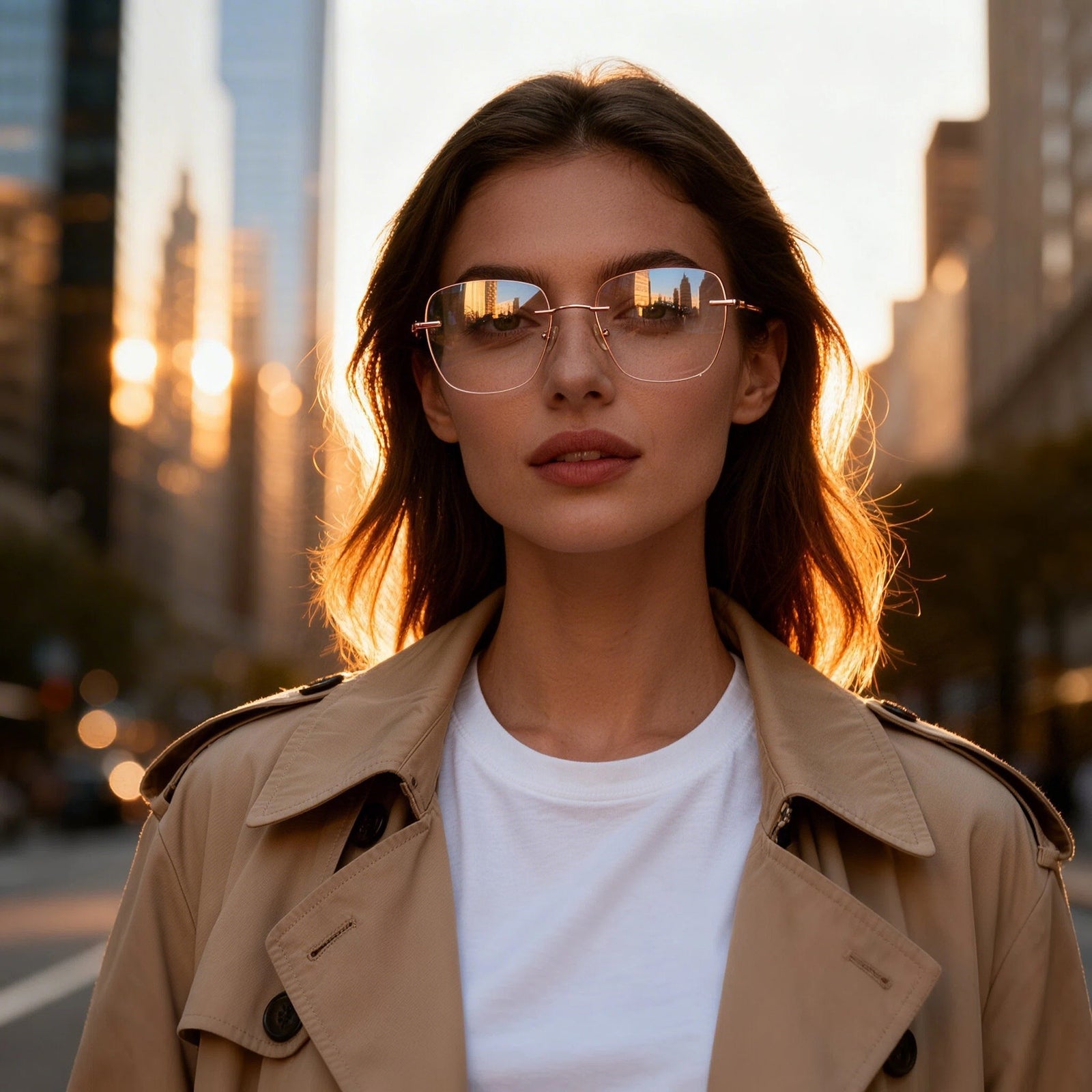 Women's Rose Gold Rimless Anti-Blue Light Eyeglasses