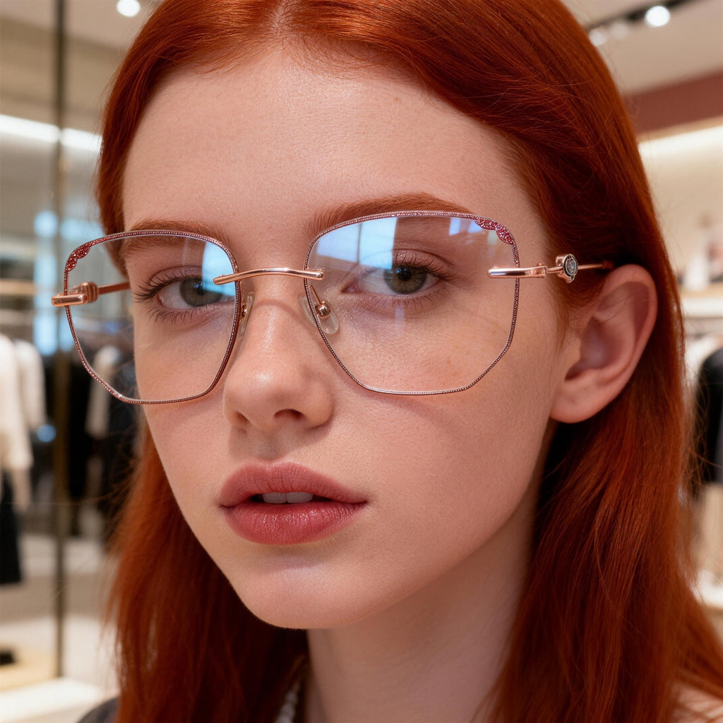 Women's Glitter Edge Rimless Anti-Blue Light Eyeglasses