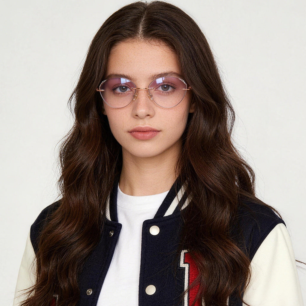 Purple Gradient Cat Eye Rimless Anti-Blue Light Eyeglasses