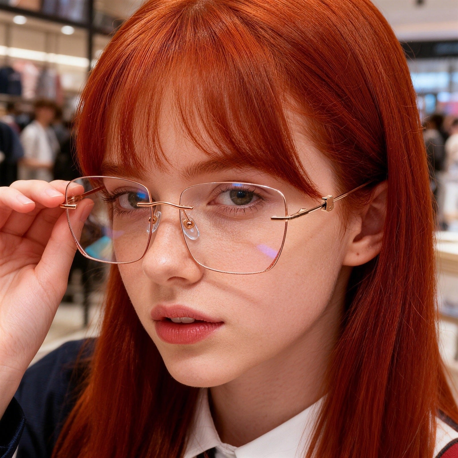 Ultra-light metal anti-blue light optical eyeglass frame compatible with myopia prescriptions, commuting style for young women