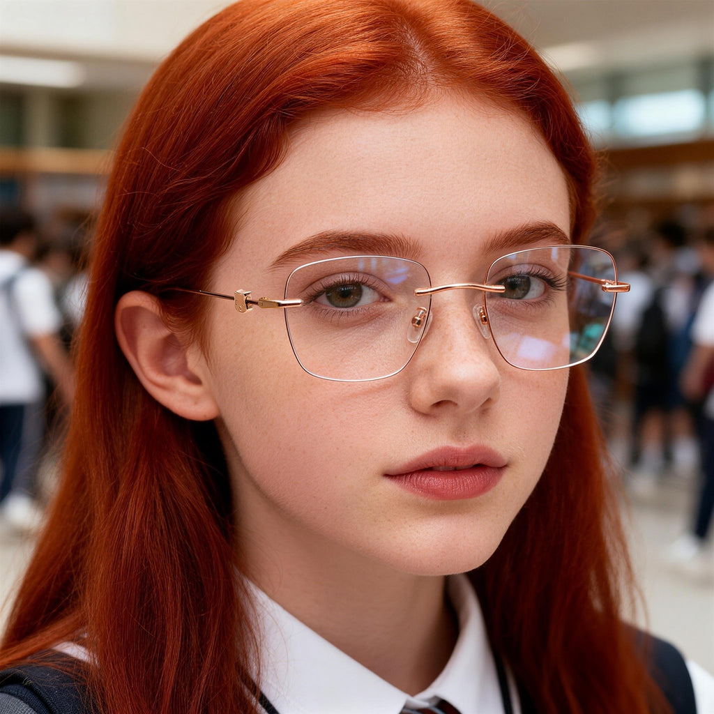 Ultra-light metal anti-blue light optical eyeglass frame compatible with myopia prescriptions, commuting style for young women