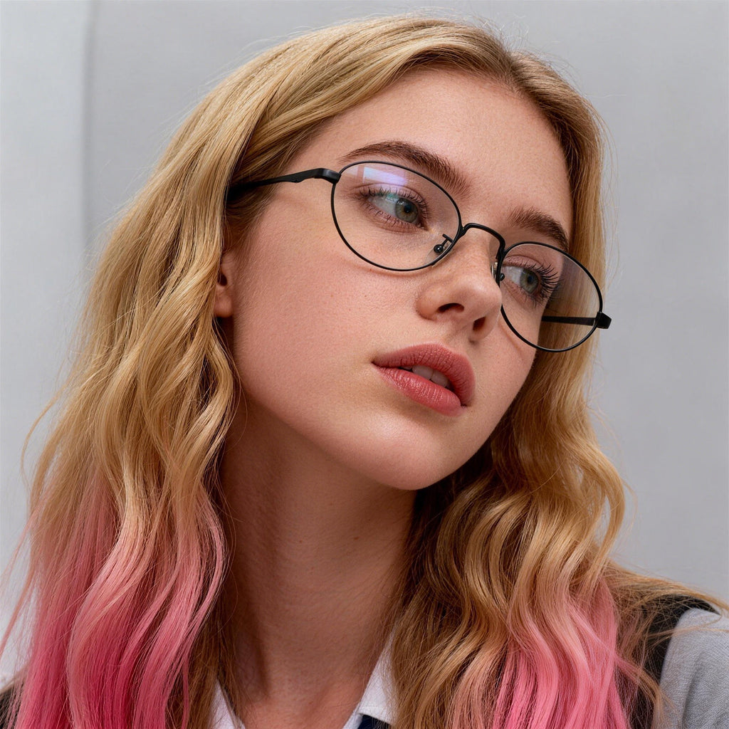 Oval Silver Metal Anti Blue Light Glasses