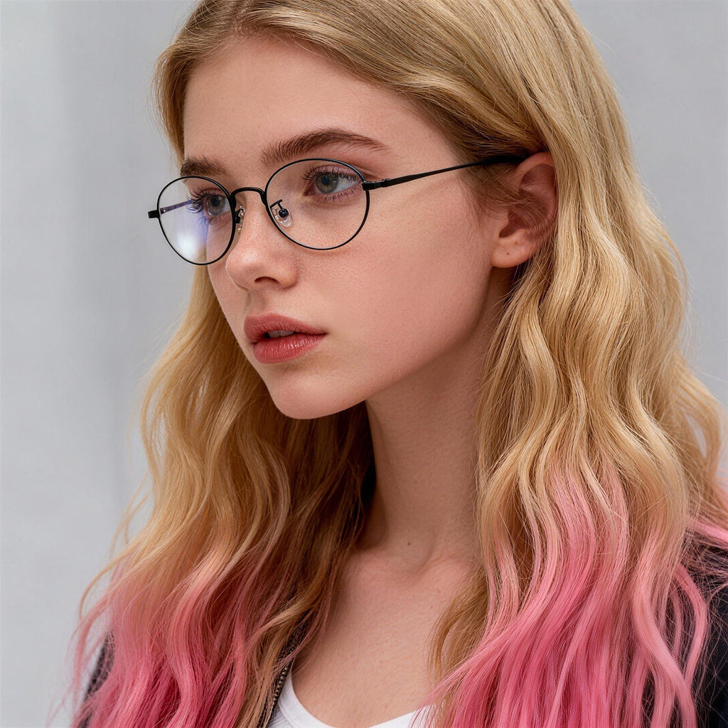 Oval Silver Metal Anti Blue Light Glasses