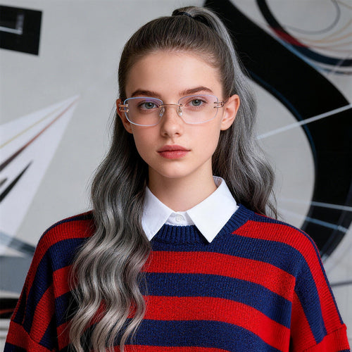 Men's Rectangle Rimless Metal Eyeglasses, Free Shipping on Orders Over $69