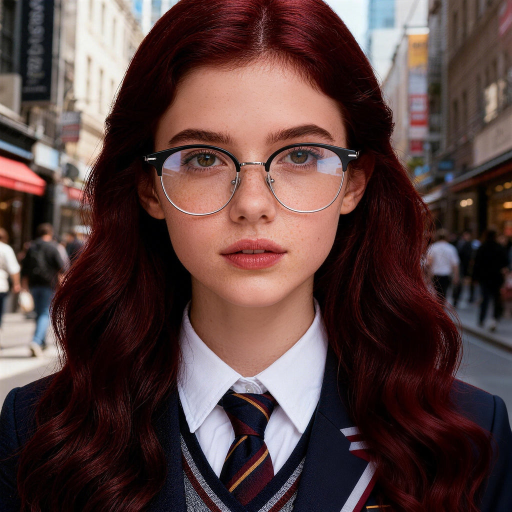 Browline Round Anti Blue Light Glasses