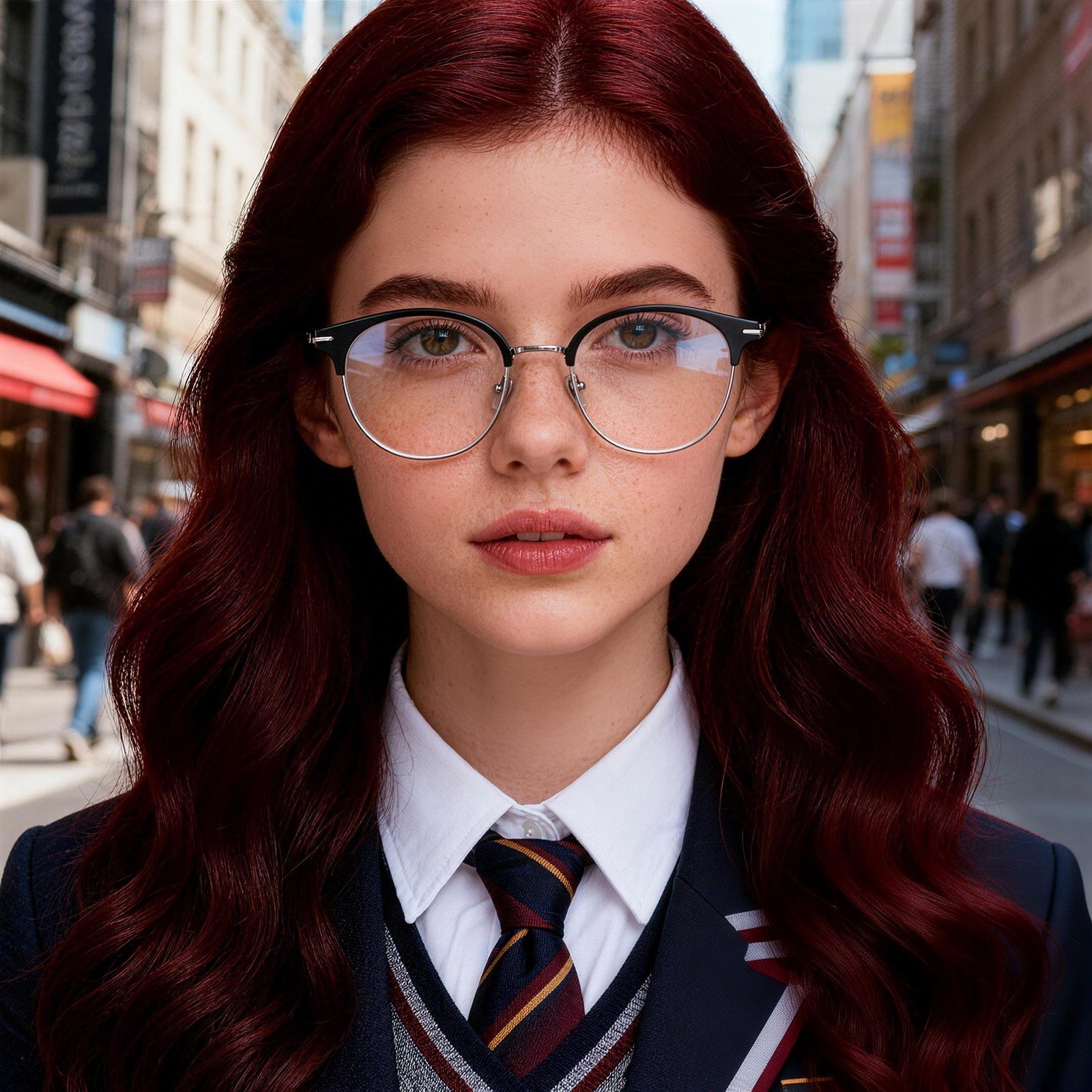 Browline Round Anti Blue Light Glasses