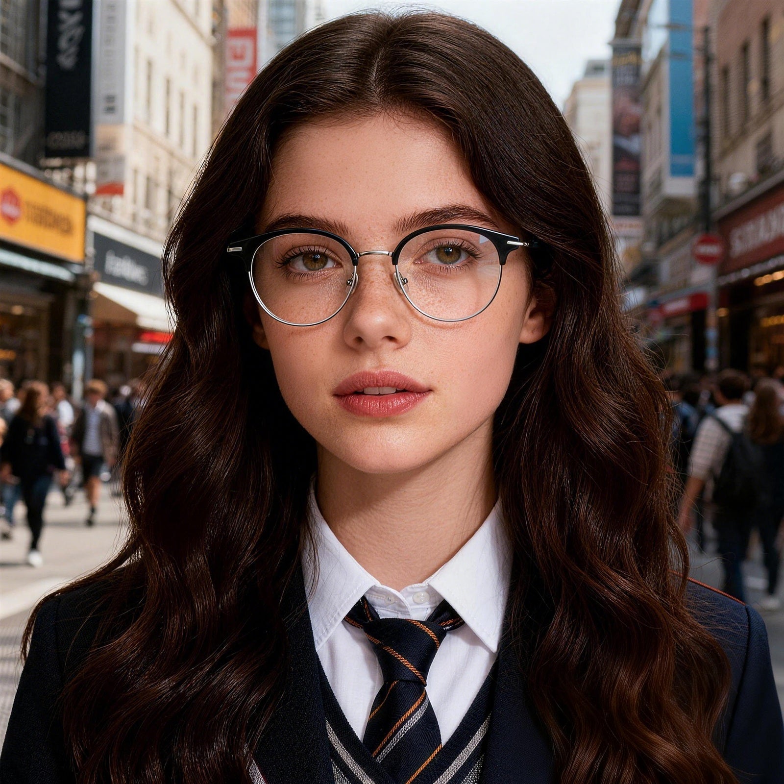 Browline Round Anti Blue Light Glasses
