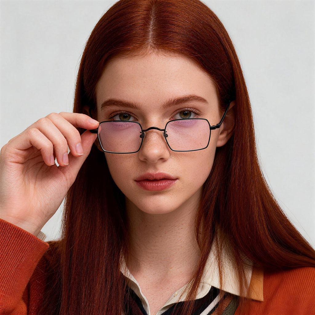 Small Square Silver Metal Anti Blue Light Glasses
