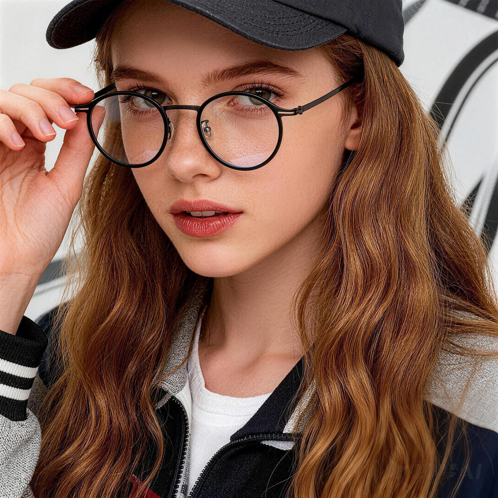 Round Mixed Metal Acetate Anti Blue Light Glasses