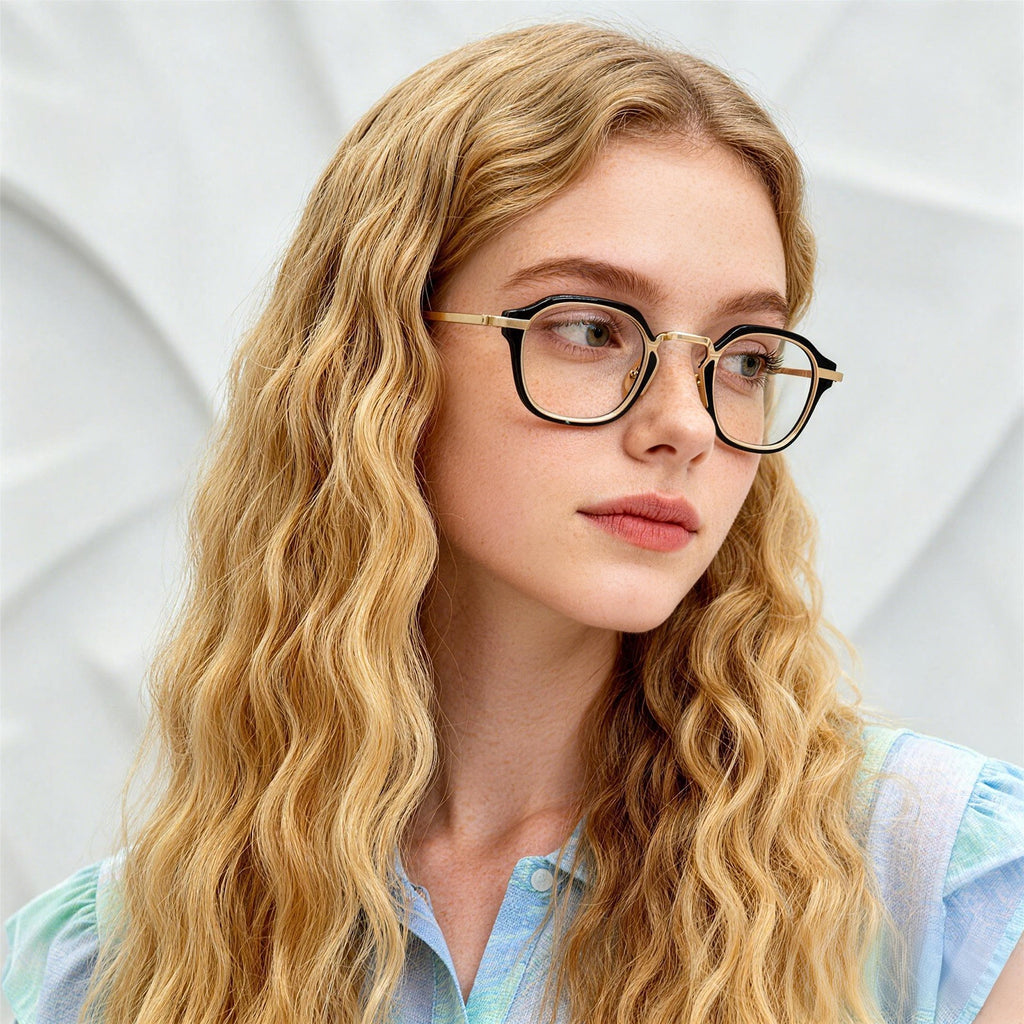 Black & Gold Square Anti Blue Light Glasses