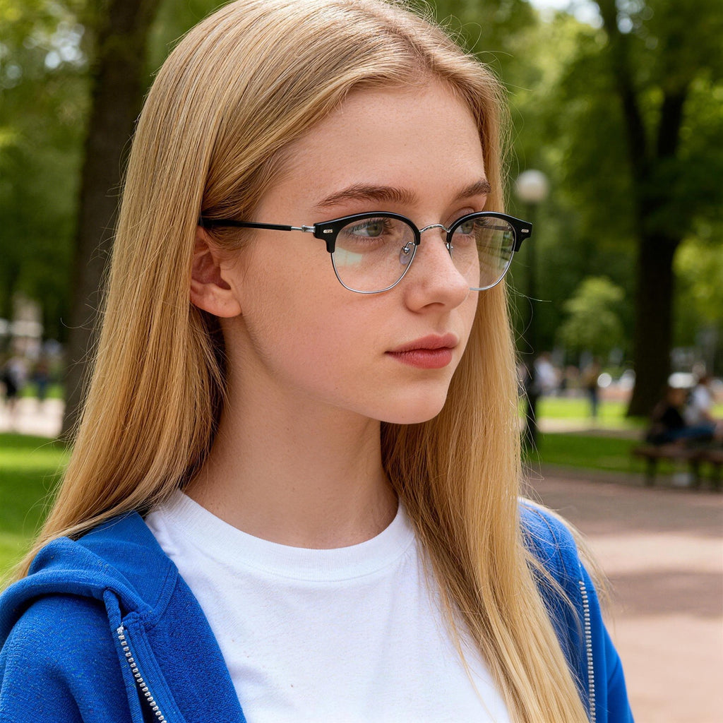 Retro Browline Anti-Blue Light Eyeglass Frame