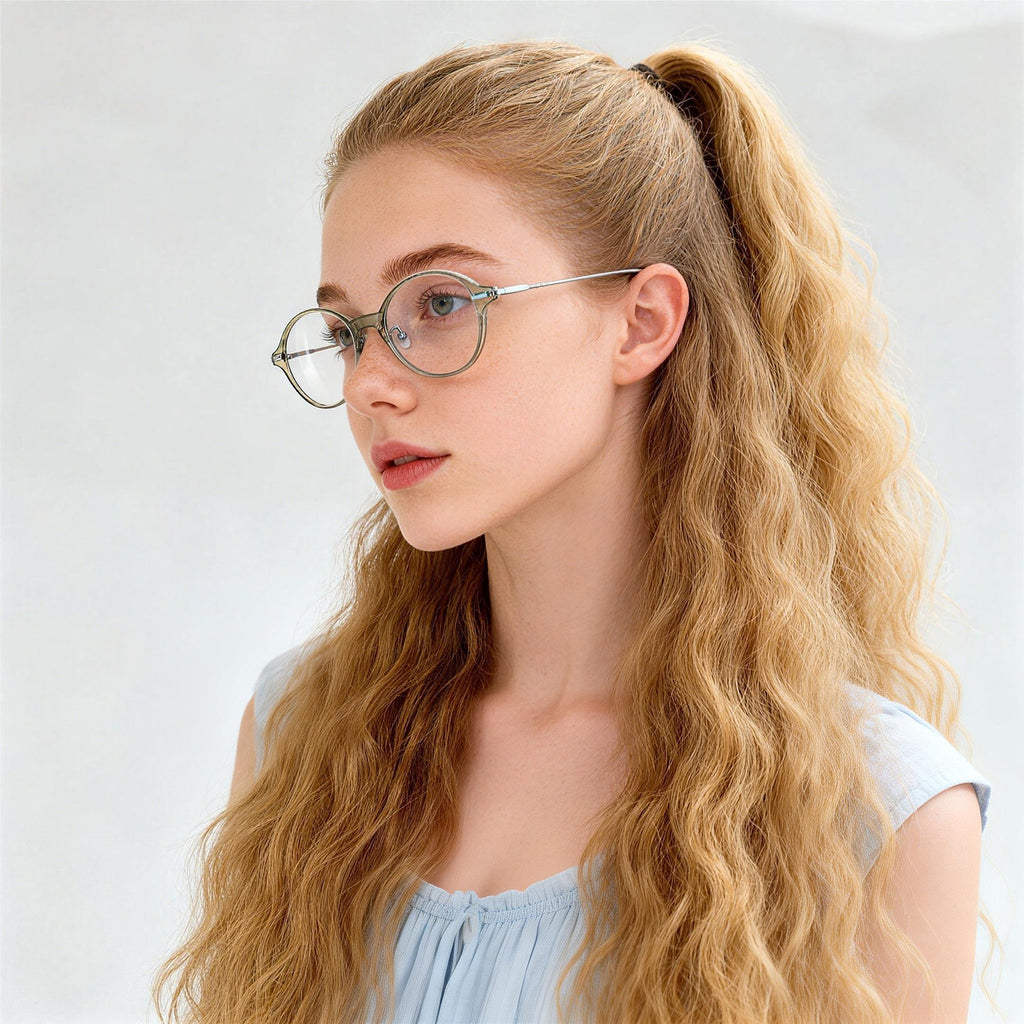 Oval Mixed-Material Anti Blue Light Glasses