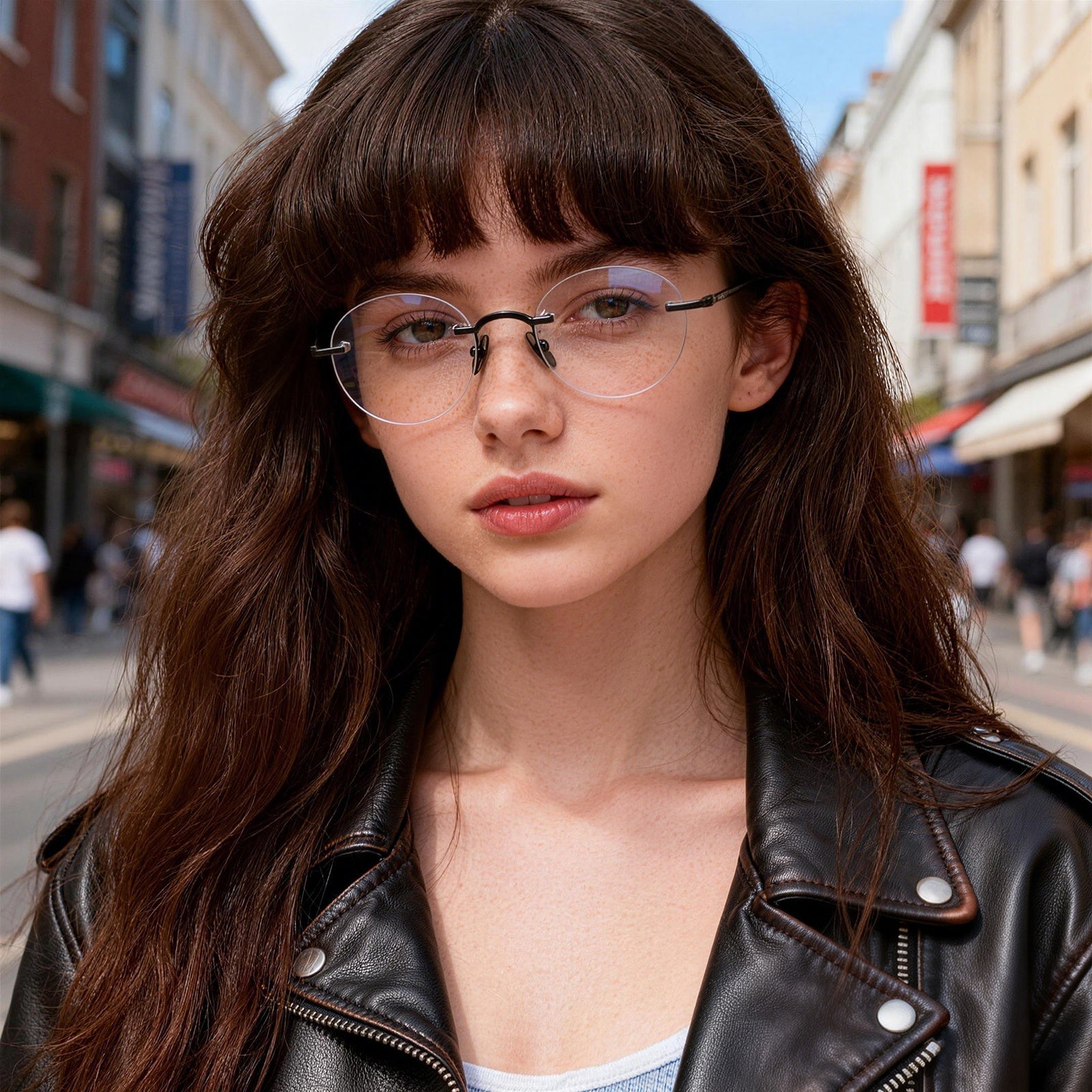 Rimless Gold Metal Eyeglasses, Ultra-Light Round Optical Frame for Men