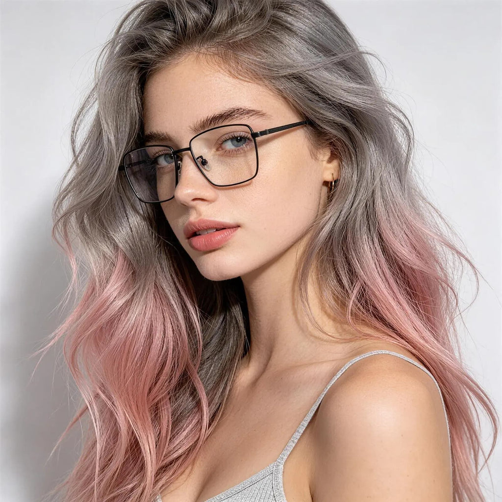 Sleek Black Metal Eyeglasses for Men, Anti Blue Light Blocking Glasses for Daily Use
