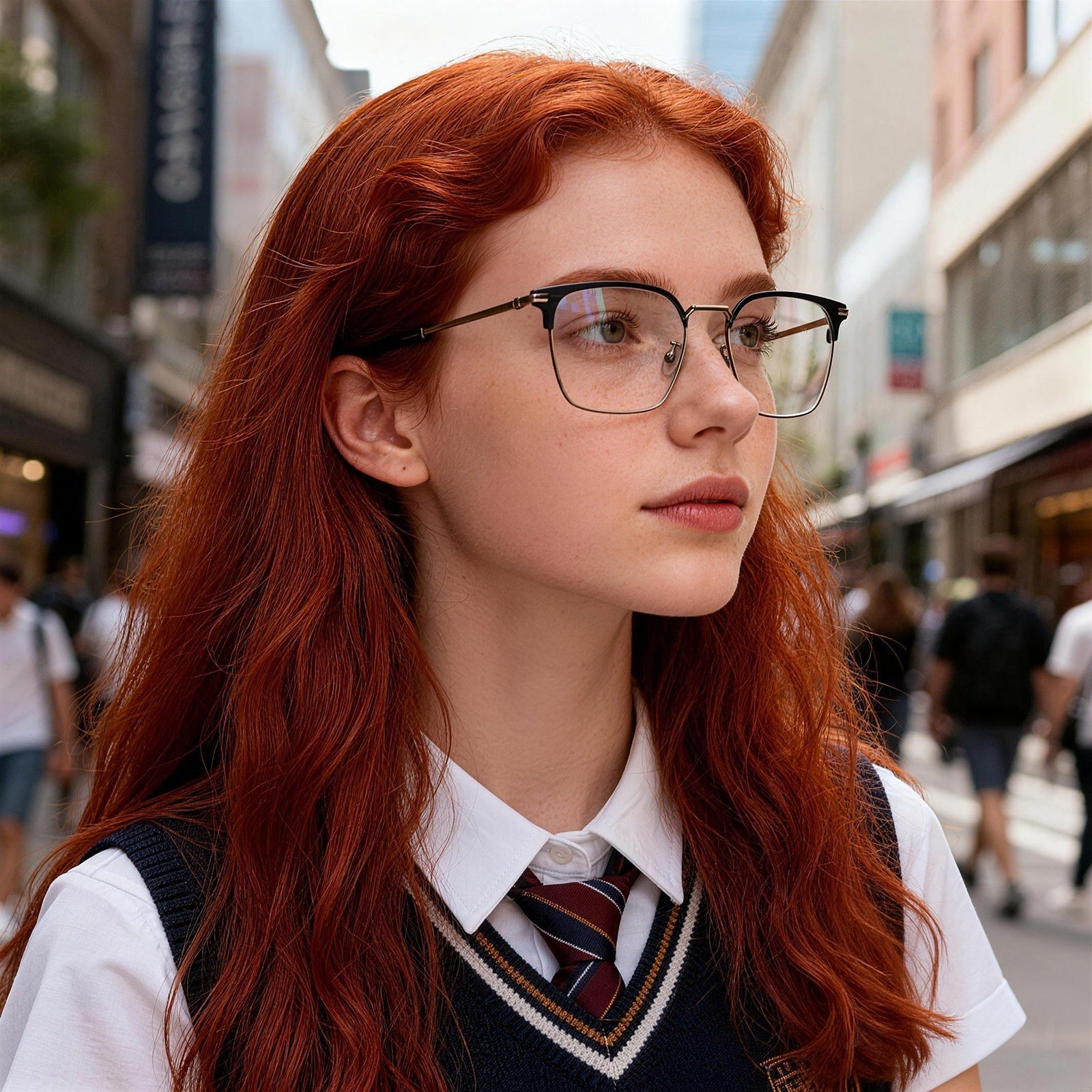 Men's Retro Browline Eyeglasses, Matte Black Metal Frame with Tortoise Temples, Anti Blue Light