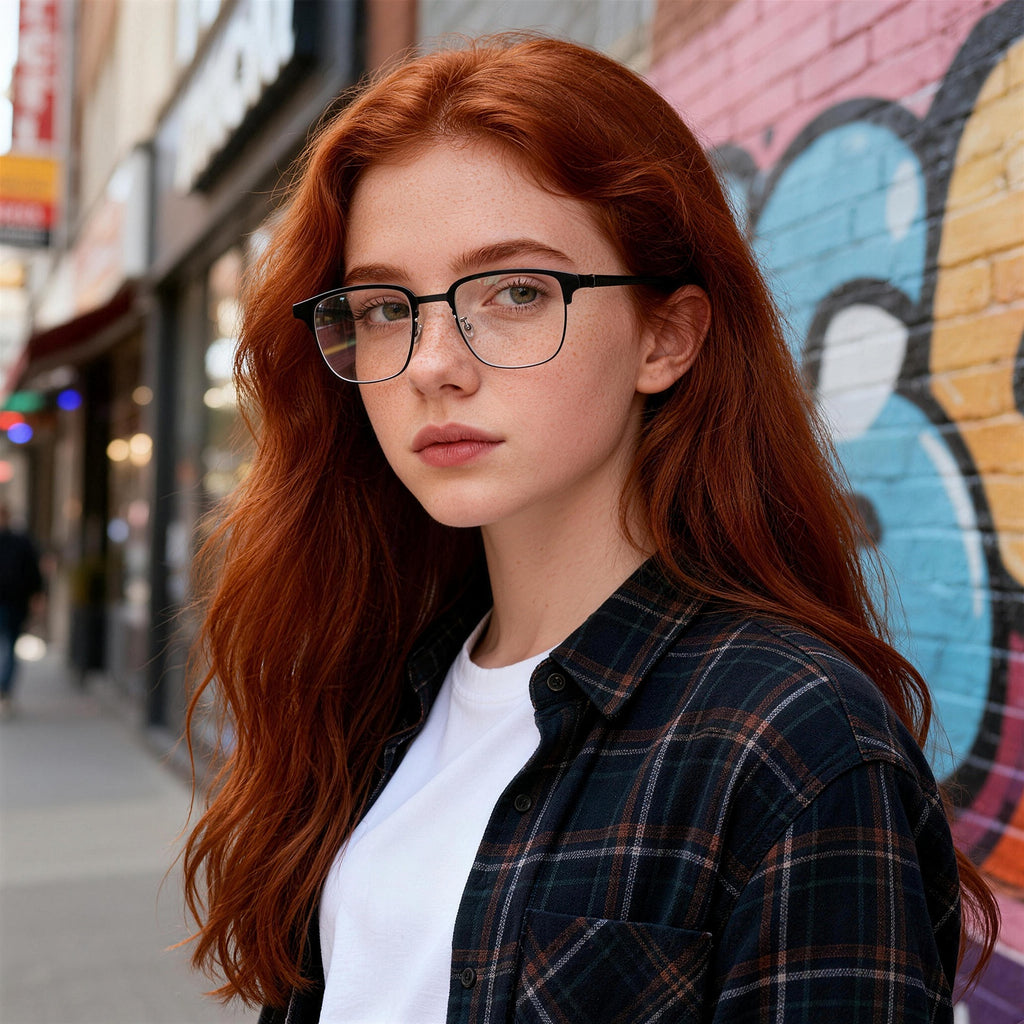 Business Half-Rim Eyewear, Black Frame, Prescription Ready