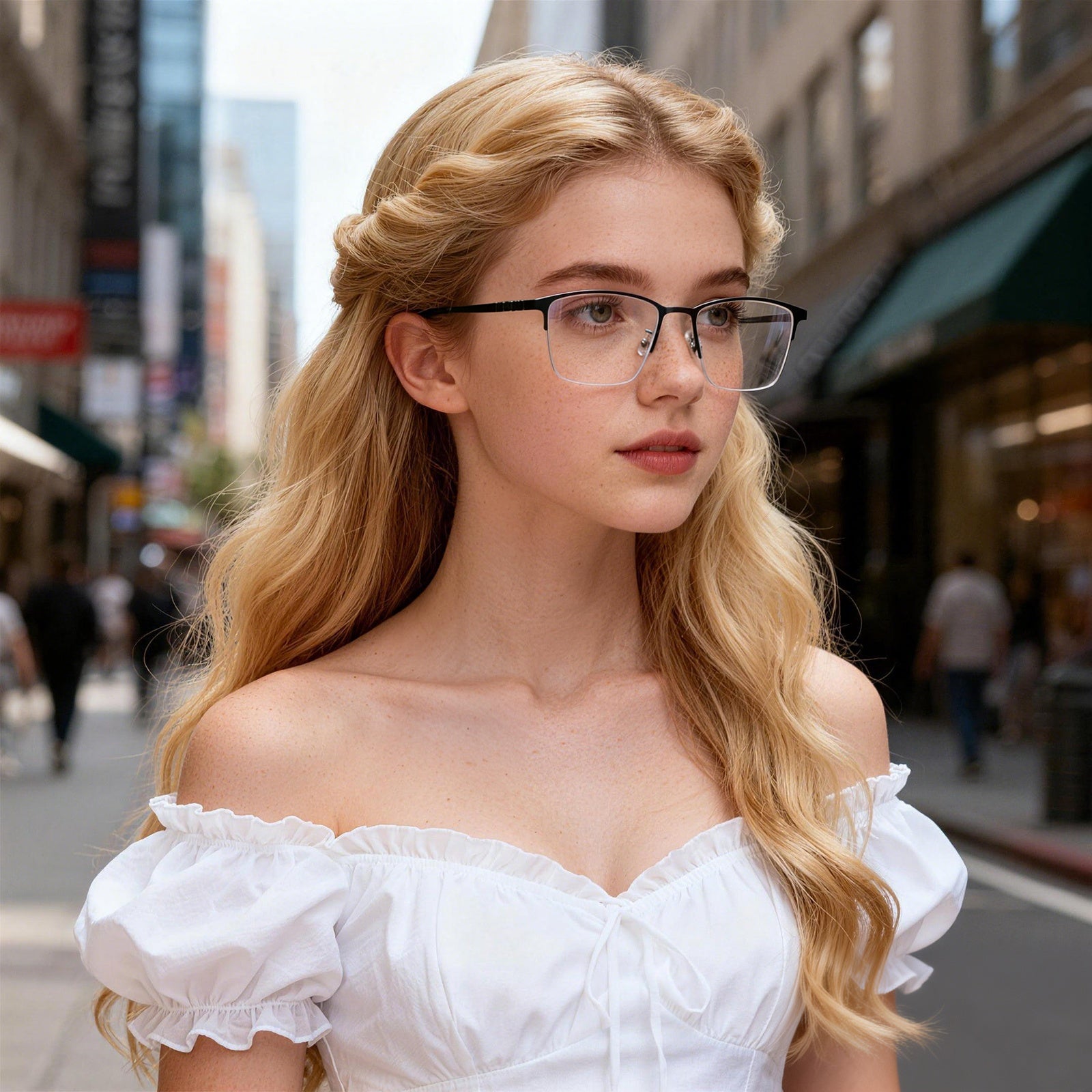 Sleek Business Style Eyeglasses, Black Silver Metal Frame