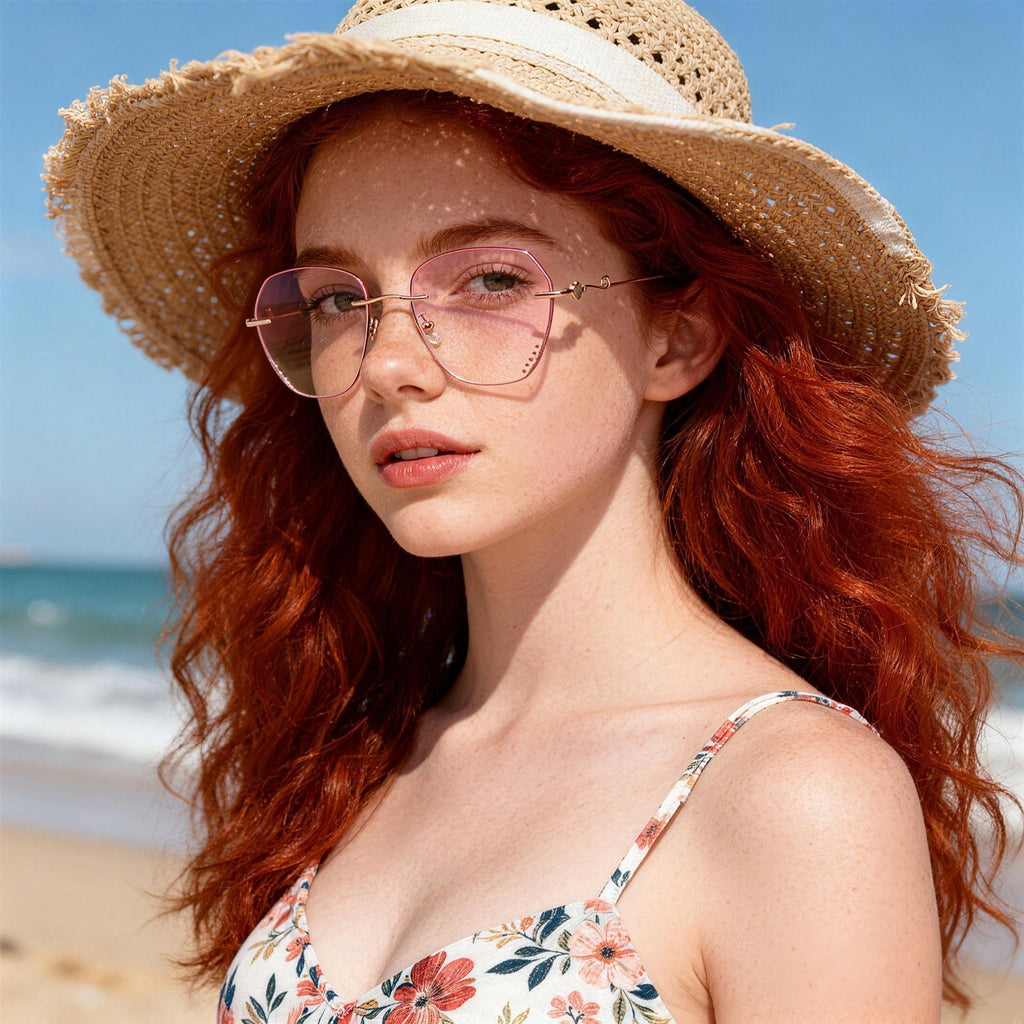 Shimmer Rose Gold Frames with Pink Lenses