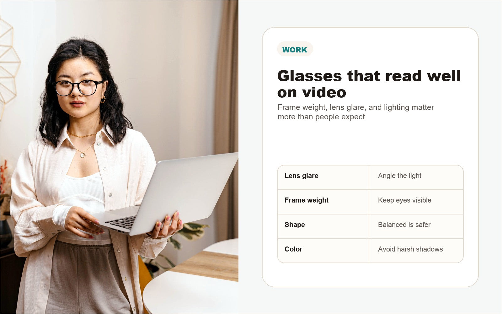 How to choose glasses for video calls and still wear them off-screen